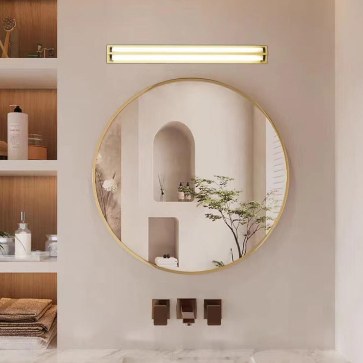 Stylish Double Light Bars Gold Vanity Sconce Light Image - 1