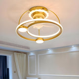 Stylish Double Round LED Ceiling Fan Light Fixtures Image - 1