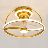 Stylish Double Round LED Ceiling Fan Light Fixtures Image - 11