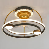 Stylish Double Round LED Ceiling Fan Light Fixtures Image - 16