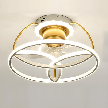 Stylish Double Round LED Ceiling Fan Light Fixtures Image - 2