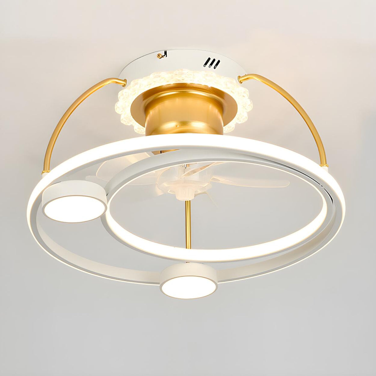 Stylish Double Round LED Ceiling Fan Light Fixtures Image - 21