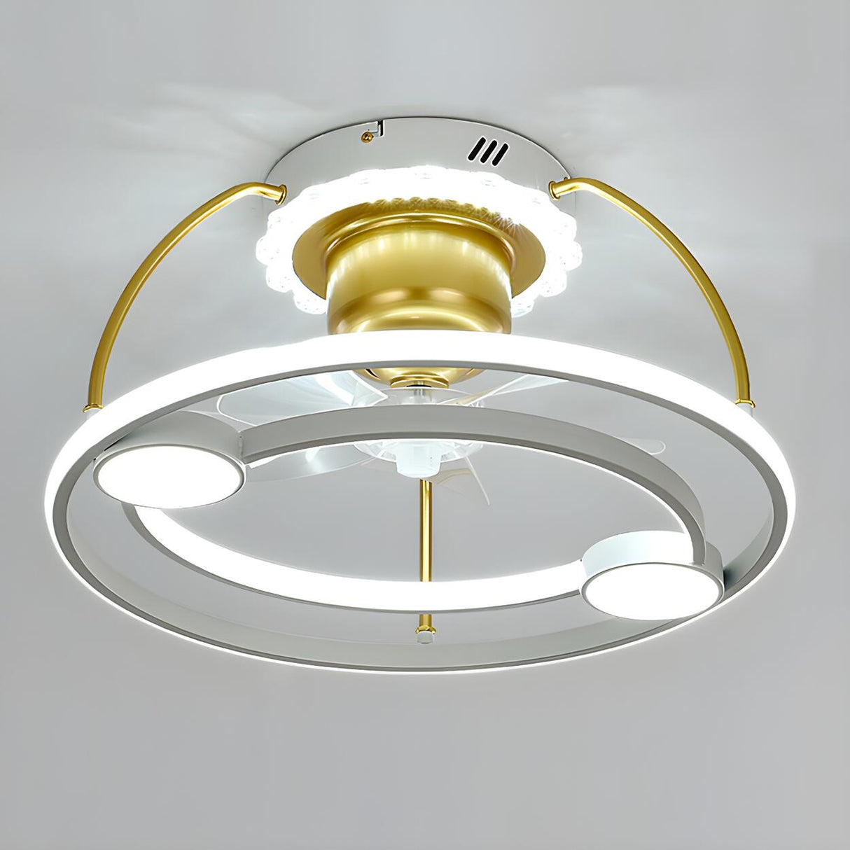 Stylish Double Round LED Ceiling Fan Light Fixtures Image - 22