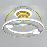 Stylish Double Round LED Ceiling Fan Light Fixtures Image - 22