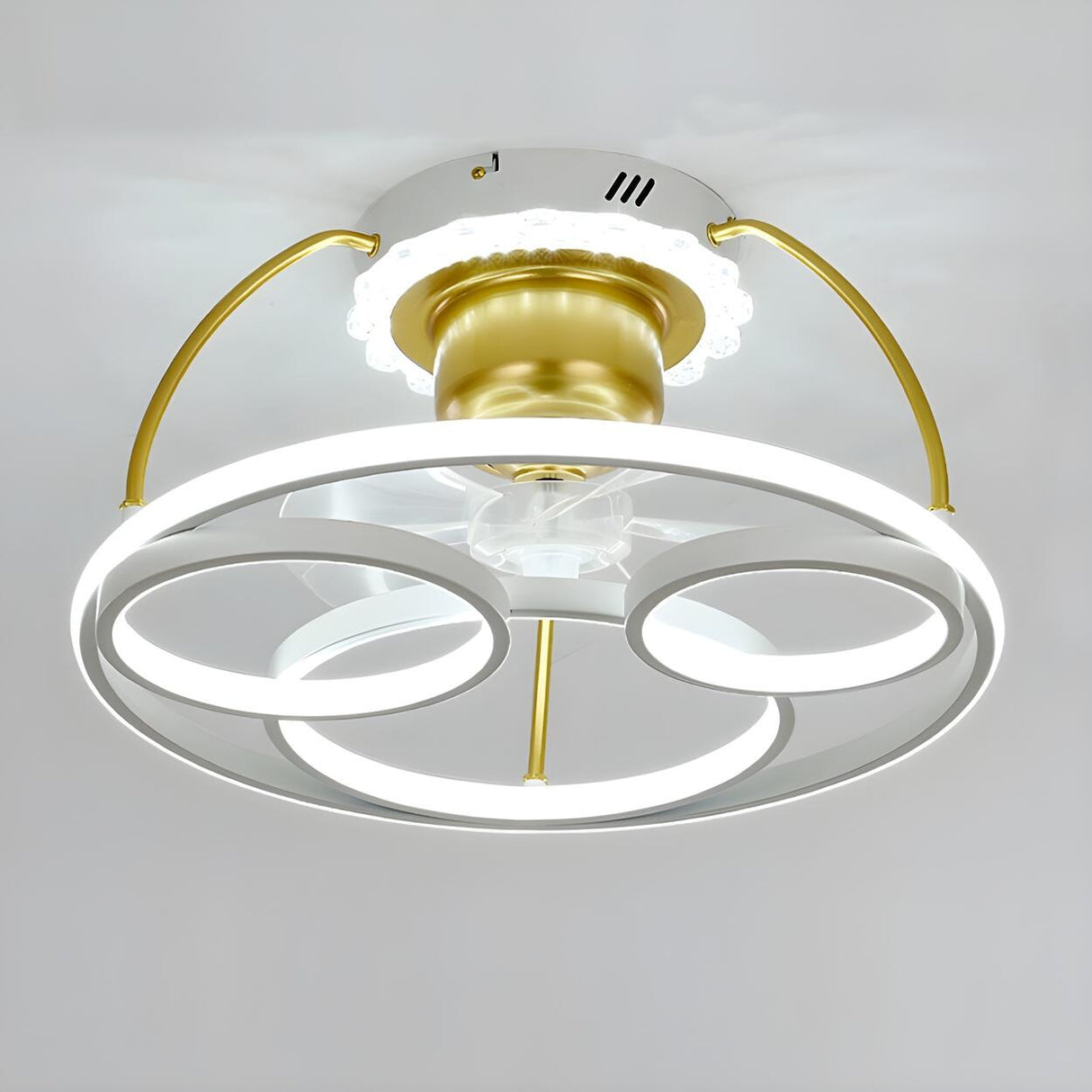 Stylish Double Round LED Ceiling Fan Light Fixtures Image - 23