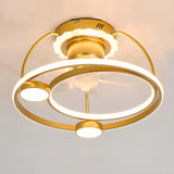 Stylish Double Round LED Ceiling Fan Light Fixtures Image - 3