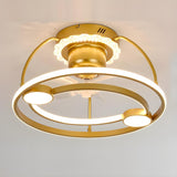 Stylish Double Round LED Ceiling Fan Light Fixtures Image - 5