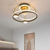 Stylish Double Round LED Ceiling Fan Light Fixtures Image - 6