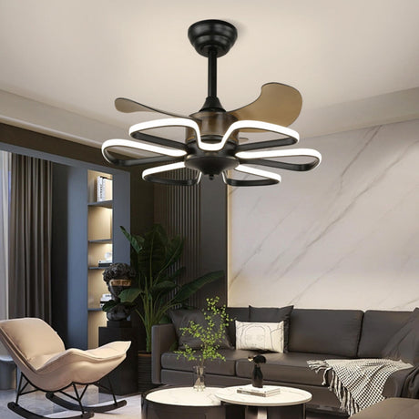 Stylish Elegant Flower Modern Ceiling Fan with Light Image - 4