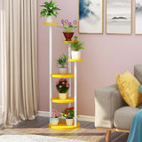 Stylish Floor Round Wooden Pallet Sliding Flower Stand Image - 14