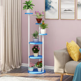 Stylish Floor Round Wooden Pallet Sliding Flower Stand Image - 15