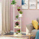 Stylish Floor Round Wooden Pallet Sliding Flower Stand Image - 16