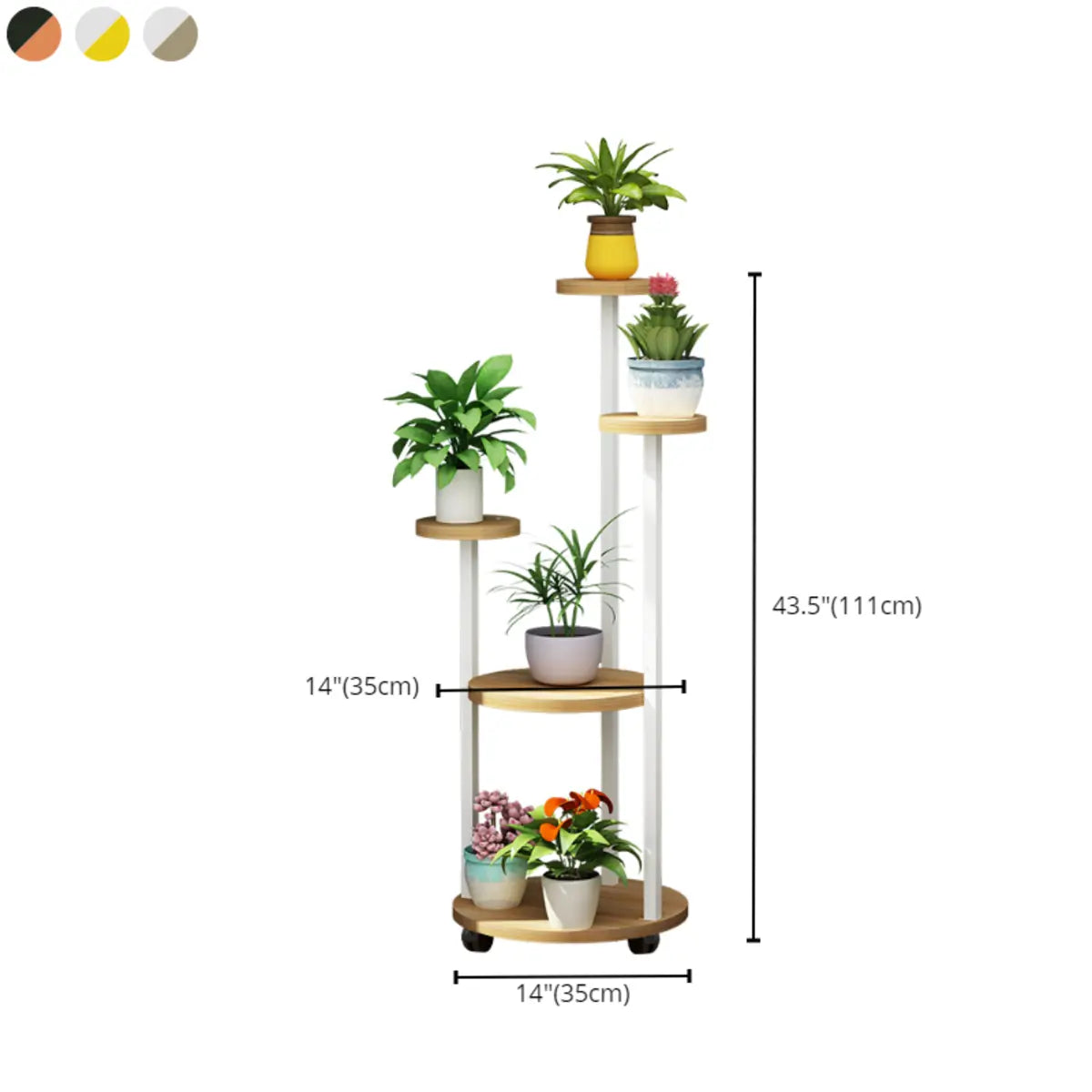 Stylish Floor Round Wooden Pallet Sliding Flower Stand Image - 26