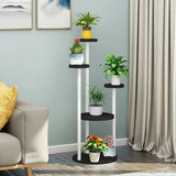 Stylish Floor Round Wooden Pallet Sliding Flower Stand Image - 3