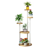 Stylish Floor Round Wooden Pallet Sliding Flower Stand Image - 9