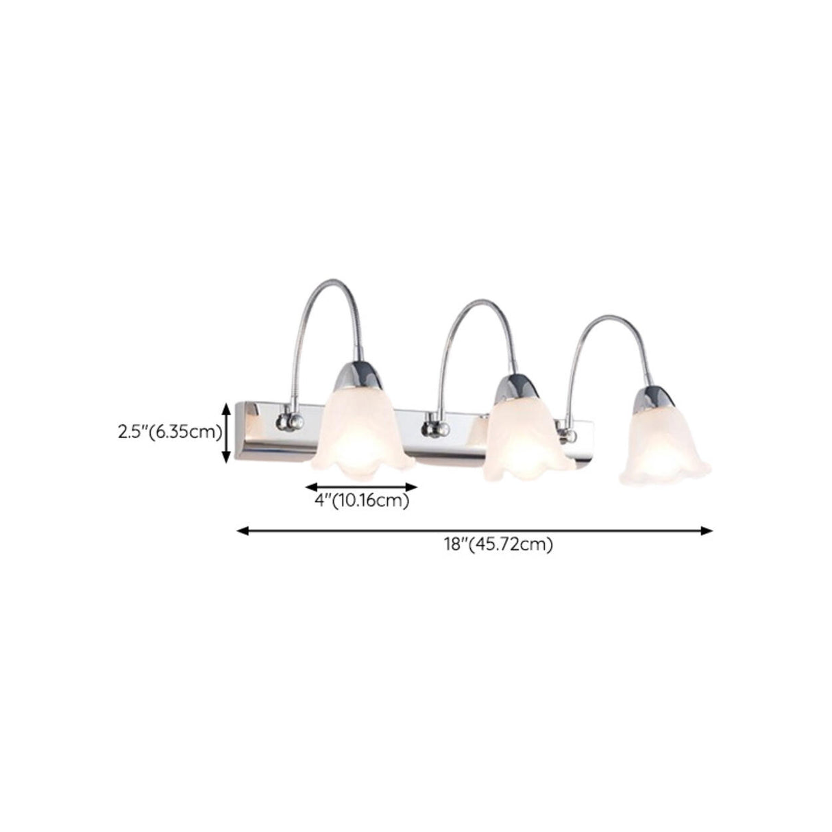 Stylish Flower 3-Light Sliver Bathroom Vanity Light Image - 24