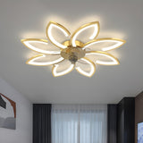 Stylish Flower Multi Light Linear Ceiling Fan Light Image - 1