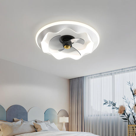 Stylish Flush Circle Wave Ceiling Fan with LED Light Image - 1