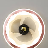 Stylish Flush Circle Wave Ceiling Fan with LED Light Image - 10