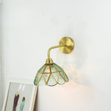 Stylish Geometric Amber Glass Bedside Wall Sconce Image - 9