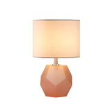 Stylish Geometric Base Barrel Fabric Shade Table Lamp Image - 10