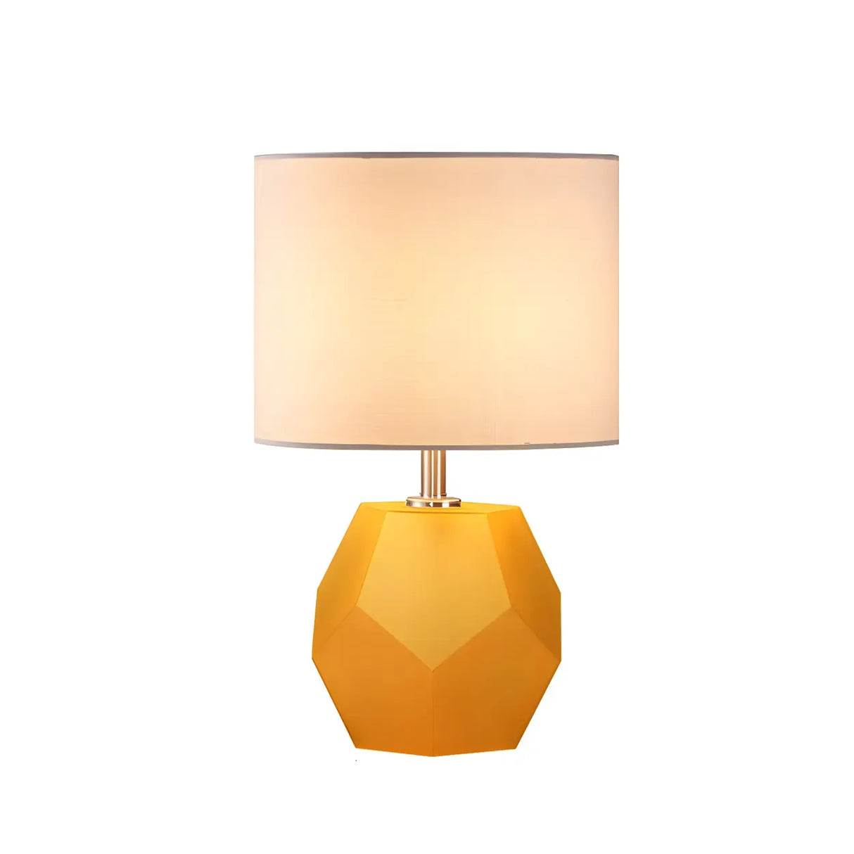 Stylish Geometric Base Barrel Fabric Shade Table Lamp Image - 12