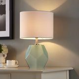 Stylish Geometric Base Barrel Fabric Shade Table Lamp Image - 16