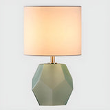 Stylish Geometric Base Barrel Fabric Shade Table Lamp Image - 7