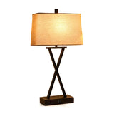 Stylish Geometric Fabric Shade Black Base Table Lamp Image - 6