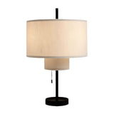 Stylish Geometric Fabric Shade Cylinder Table Lamp Image - 6