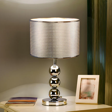 Stylish Geometric Hollow Shade Metal Base Table Lamp Image - 1