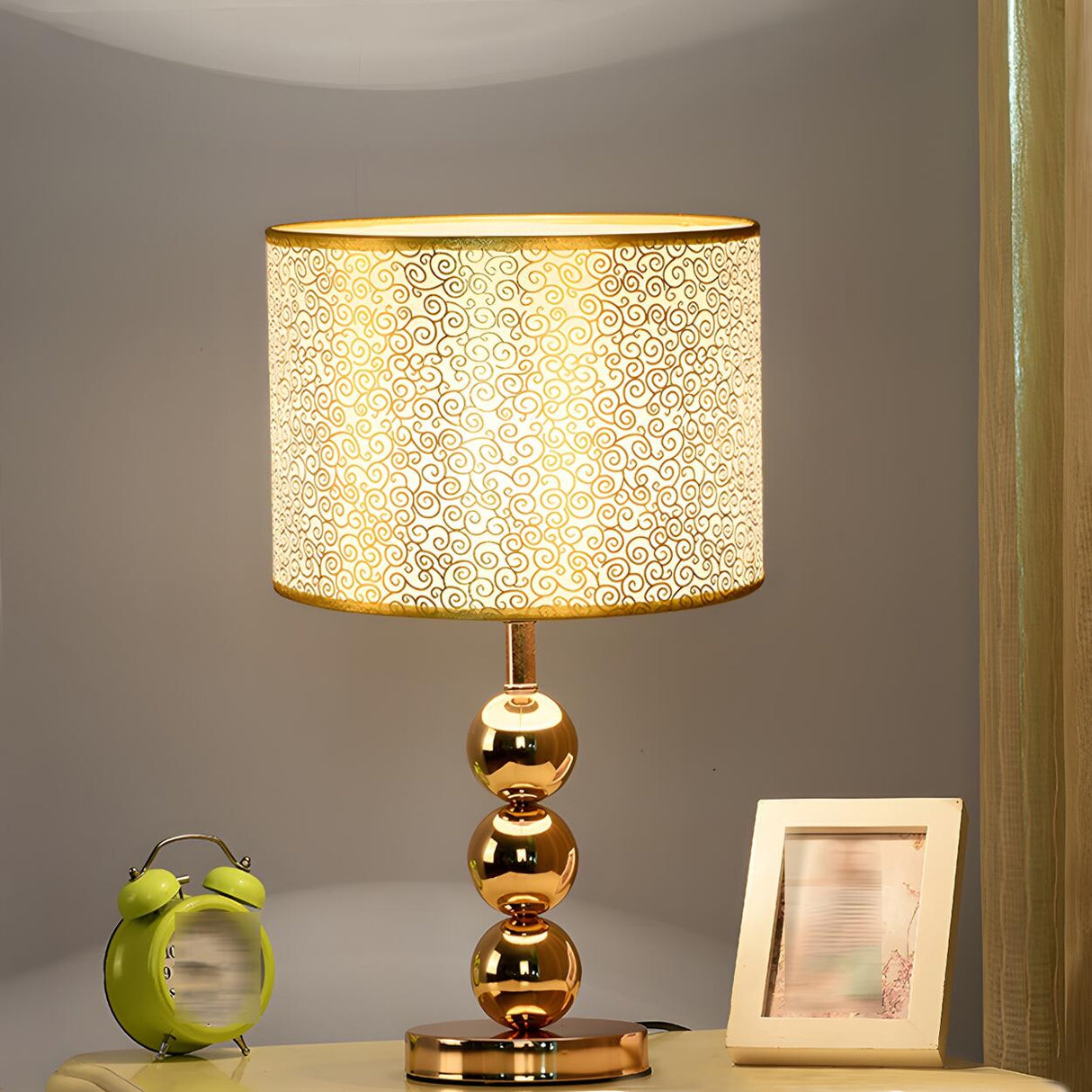 Stylish Geometric Hollow Shade Metal Base Table Lamp Image - 4