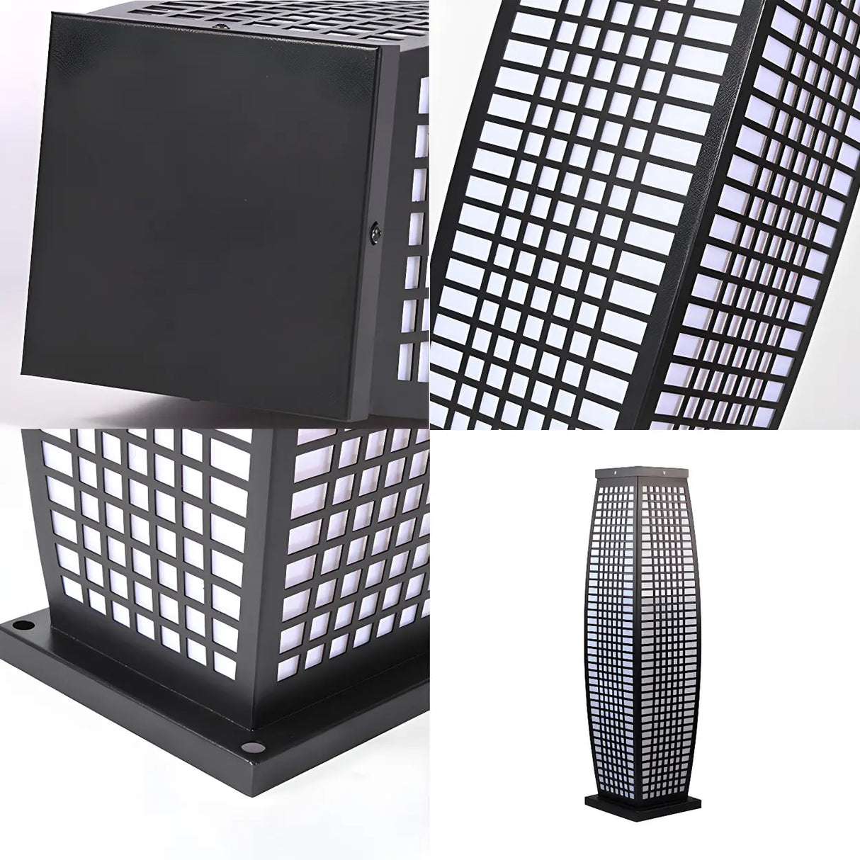 Stylish Geometric Metal Floor Outdoor Lamp Warm White Image - 8