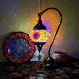 Stylish Geometric Turkish Mosaic Glass Table Lamp Image - 9