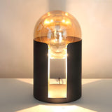 Stylish Glass Ball Shade Black Geometric Table Lamp Image - 6