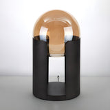 Stylish Glass Ball Shade Black Geometric Table Lamp Image - 7