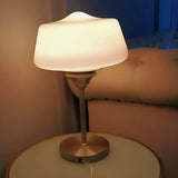 Stylish Glass Cup Shape Amber Shade Bedside Table Lamp Image - 5