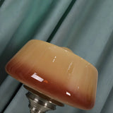 Stylish Glass Cup Shape Amber Shade Bedside Table Lamp Image - 8