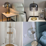 Stylish Glass Dome Geometric Brass Finish Table Lamp Image - 12