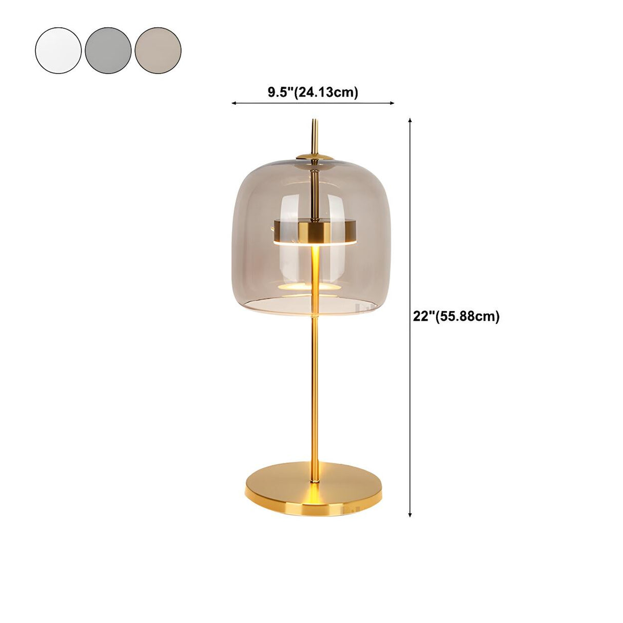 Stylish Glass Dome Geometric Brass Finish Table Lamp Image - 15