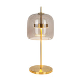 Stylish Glass Dome Geometric Brass Finish Table Lamp Image - 5