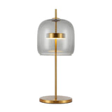 Stylish Glass Dome Geometric Brass Finish Table Lamp Image - 6