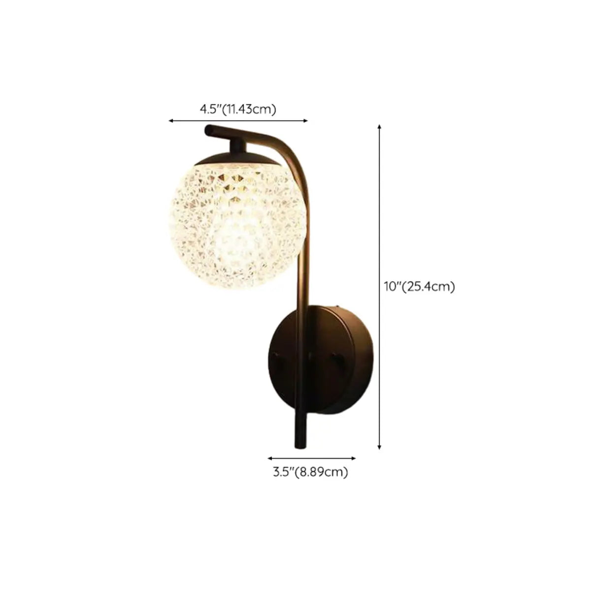 Stylish Globe Outdoor Bi-pin Small Wall Light Black 