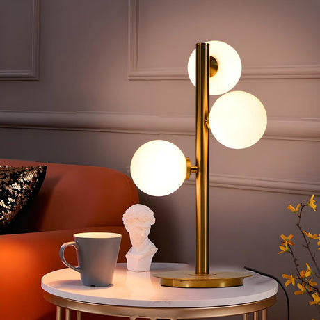 Stylish Gold 3-Light Globe Shade Metal Table Lamp Image - 1