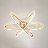 Stylish Gold 3 Ring Metal Geometric Ceiling Fan Light Image - 10