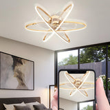 Stylish Gold 3 Ring Metal Geometric Ceiling Fan Light Image - 12