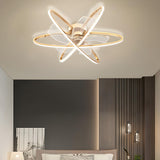 Stylish Gold 3 Ring Metal Geometric Ceiling Fan Light Image - 13