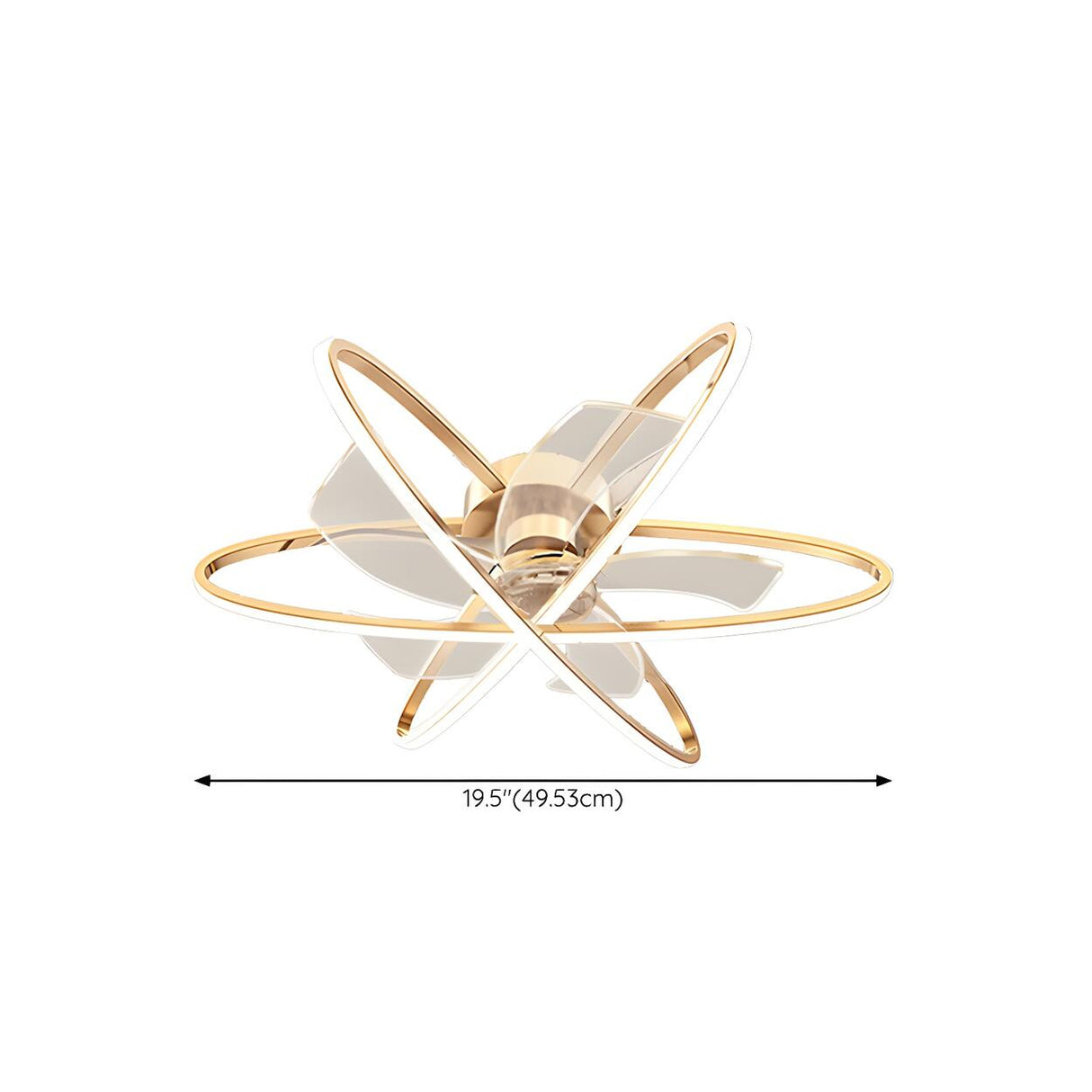 Stylish Gold 3 Ring Metal Geometric Ceiling Fan Light 