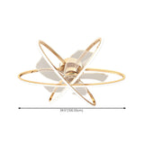 Stylish Gold 3 Ring Metal Geometric Ceiling Fan Light Image - 16