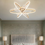 Stylish Gold 3 Ring Metal Geometric Ceiling Fan Light Image - 3